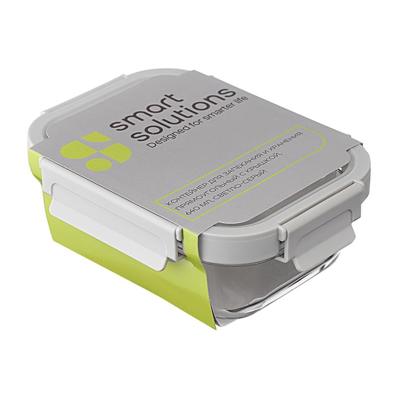 Контейнер для запекания и хранения прямоный click glass, 640 мл