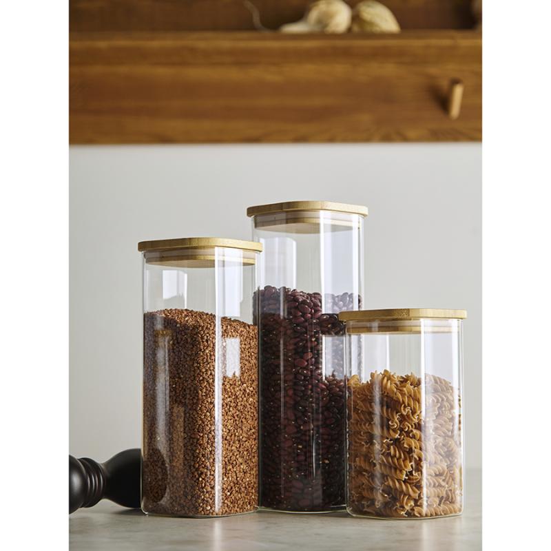 Банка для хранения квадратная glass bamboo, 2,2 л