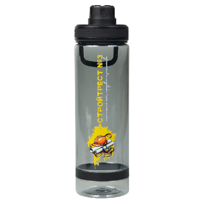 Бутылка для воды Oslo Print Sample  Стройтрест , 700 мл, пластиковая, с силиконовым кольцом
