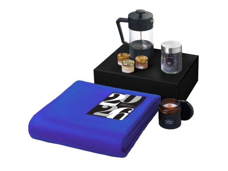 Подарочный набор Re:Moments с пледом, френчпрессом и медом