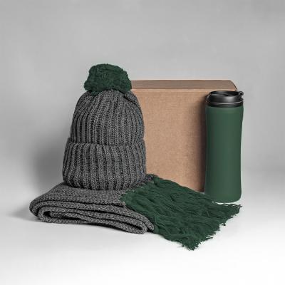 Набор подарочный COLD NIGHT: шарф и шапка, термокружка, красный
