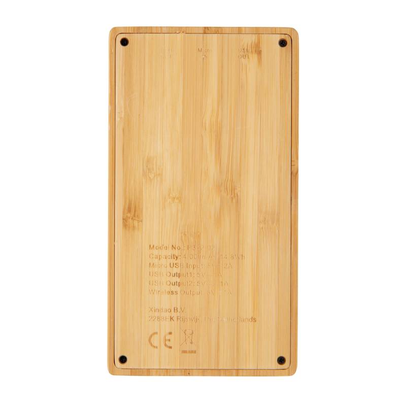 Экологичный внешний аккумулятор Bamboo, 4000 mAh