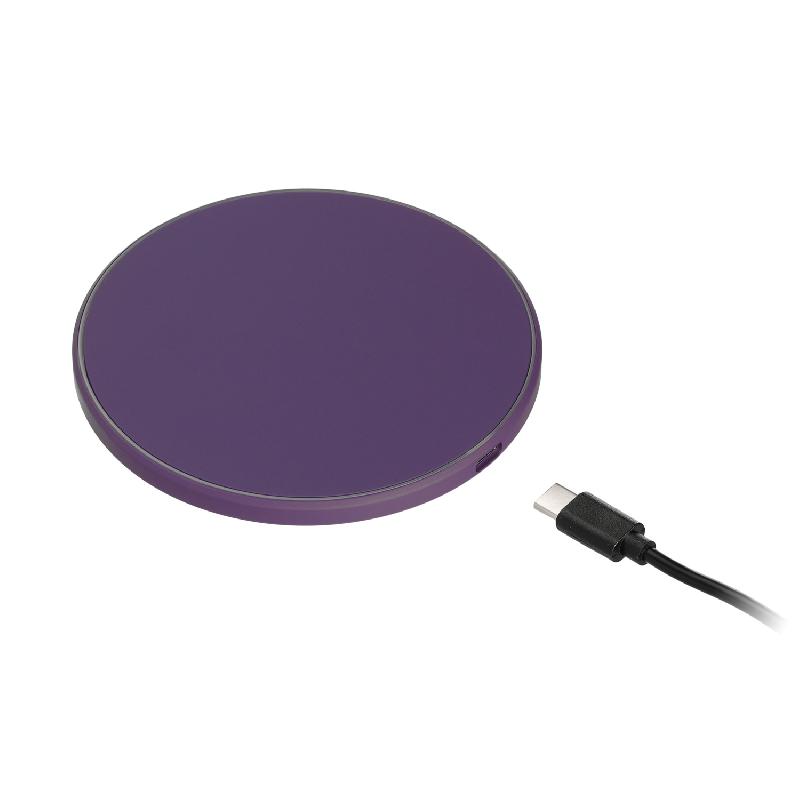 Беспроводное зарядное устройство с подсветкой 15W Аурис (Auris), фиолетовое