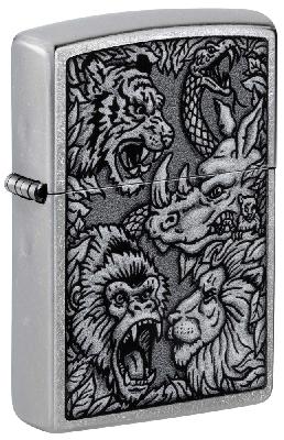 Зажигалка ZIPPO Jungle Design с покрытием Street Chrome, латунь, 38x13x57 мм