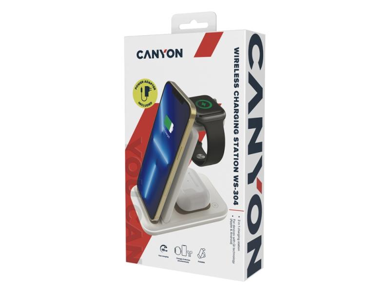 Беспроводное зарядное устройство 3-в-1 WS-304, 15 Вт