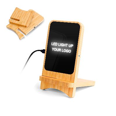 Складная беспроводная (15W) зарядная станция "Puzzle" с подсветкой логотипа