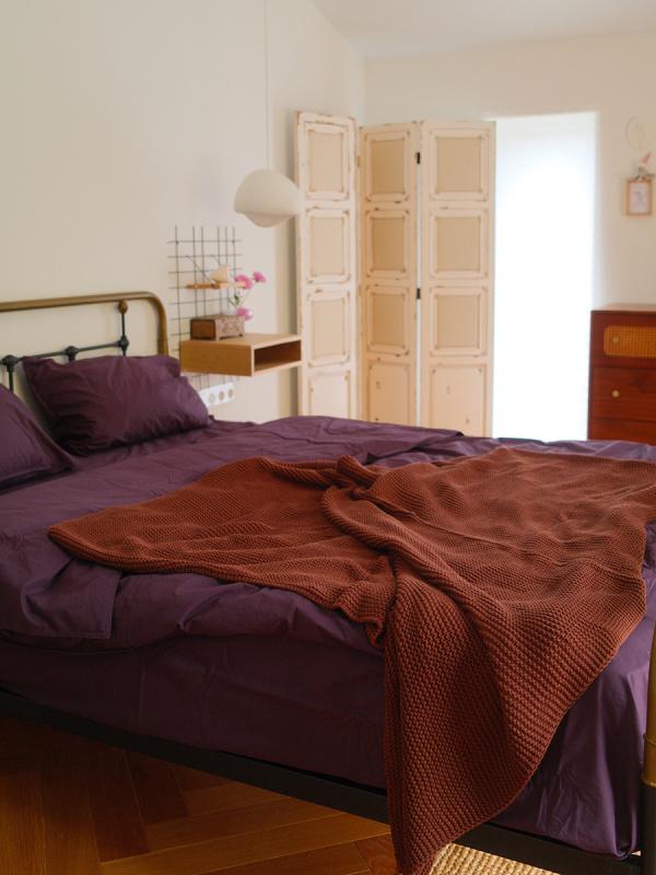 Комплект постельного белья из стираного перкаля ового цвета из коллекции essential, 200х220 см