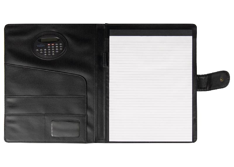 Папка-органайзер на кнопке с поворотным калькулятором и блокнотом