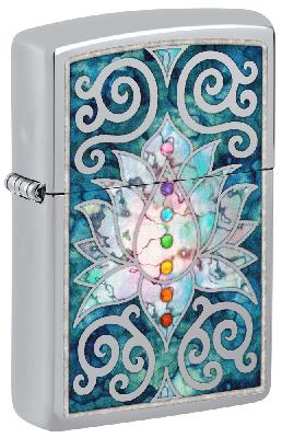 Зажигалка ZIPPO Lotus Flower с покрытием High Polish Chrome, латунь, 38x13x57 мм