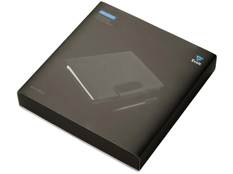 Подарочный набор Twilight: органайзер А5 с беспроводной зарядкой и металлическая шариковая ручка со светящимся логотипом