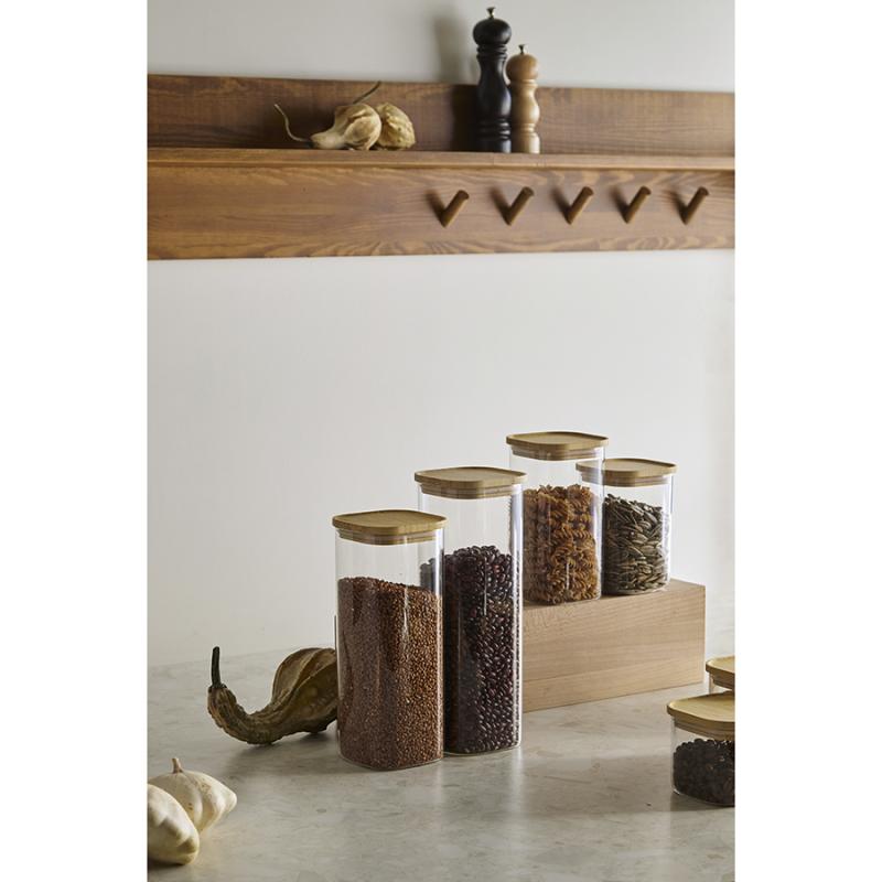 Банка для хранения квадратная glass bamboo, 1,4 л