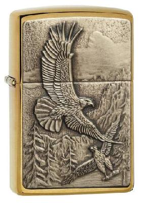 Зажигалка ZIPPO Eagles, с покрытием Brushed Brass, латунь, овая, 38x13x57 мм