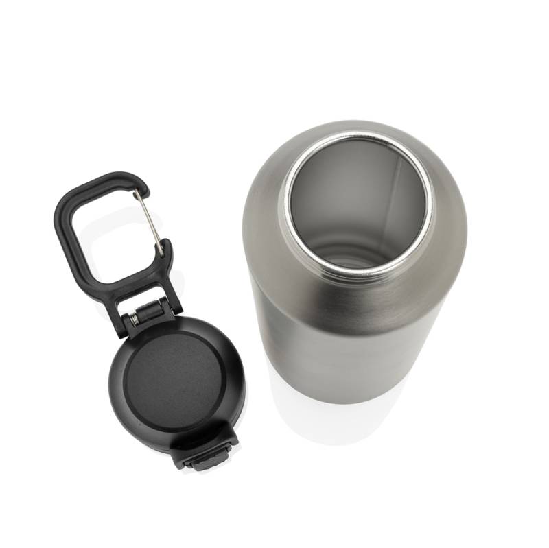 Спортивная бутылка Via из переработанной стали RCS с карабином, 600 мл