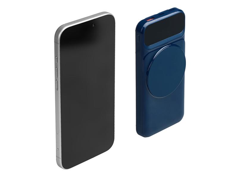 Магнитный беспроводной внешний аккумулятор со встроенными кабелями Мэни, 10000 мАч