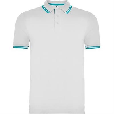 Футболка поло MONTREAL мужская, БЕЛЫЙ/БИРЮЗОВЫЙ S