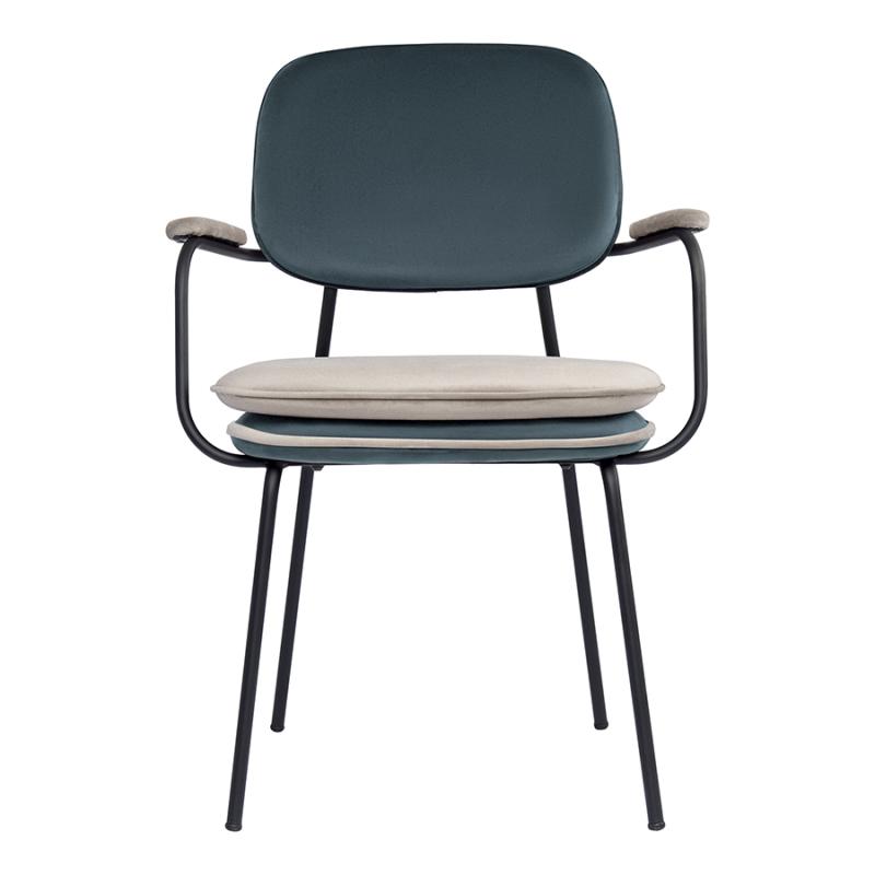 Стул с подлокотниками и контрастным кантом pea, велюр