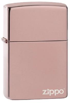 Зажигалка ZIPPO Logo с покрытием High Polish Rose Gold, латунь,  золото, 38x13x57 мм
