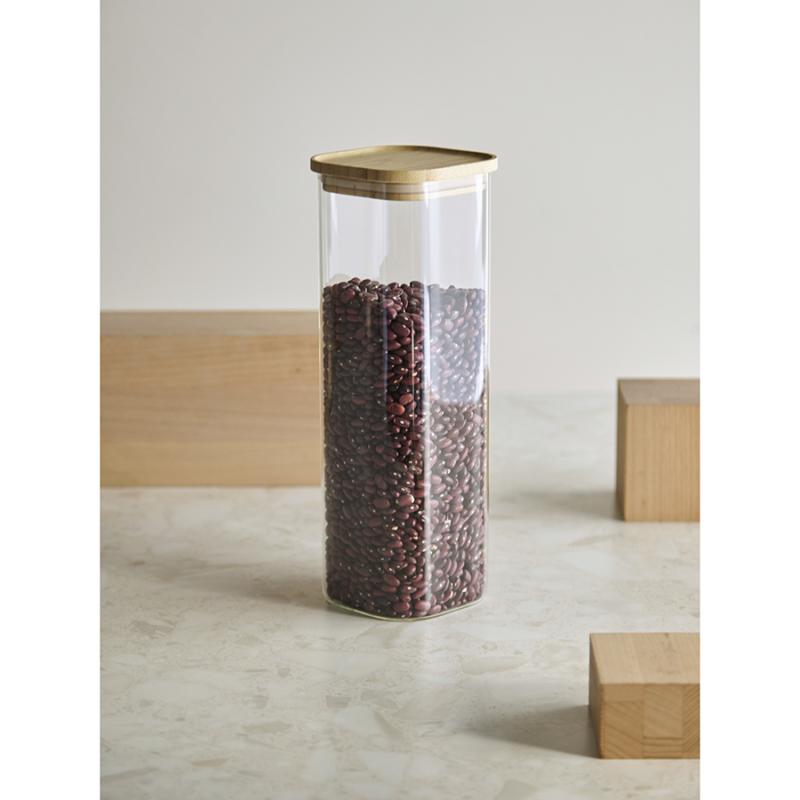 Банка для хранения квадратная glass bamboo, 2,2 л