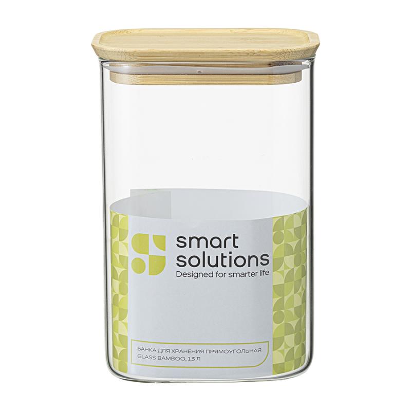 Банка для хранения прямоная glass bamboo, 1,3 л