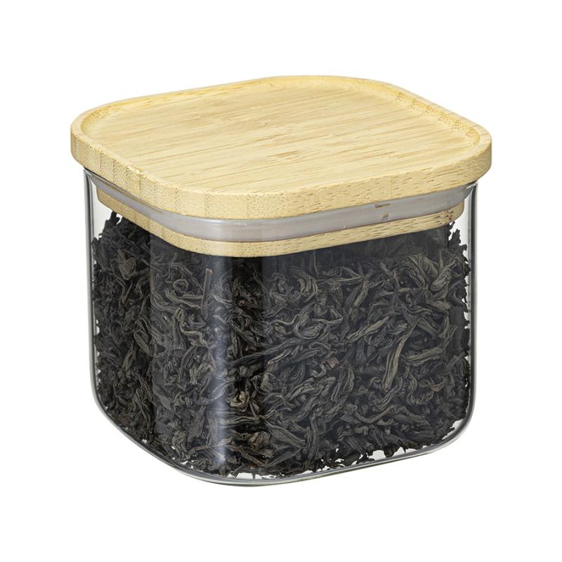 Банка для хранения квадратная glass bamboo, 600 мл