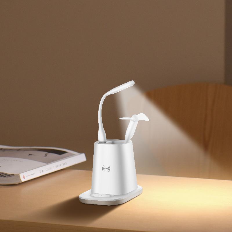 Настольный органайзер  15 Watt Fast Charge   c беспроводной зарядкой, вентилятором и лампой