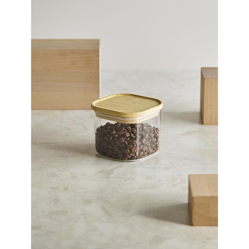 Банка для хранения квадратная glass bamboo, 600 мл