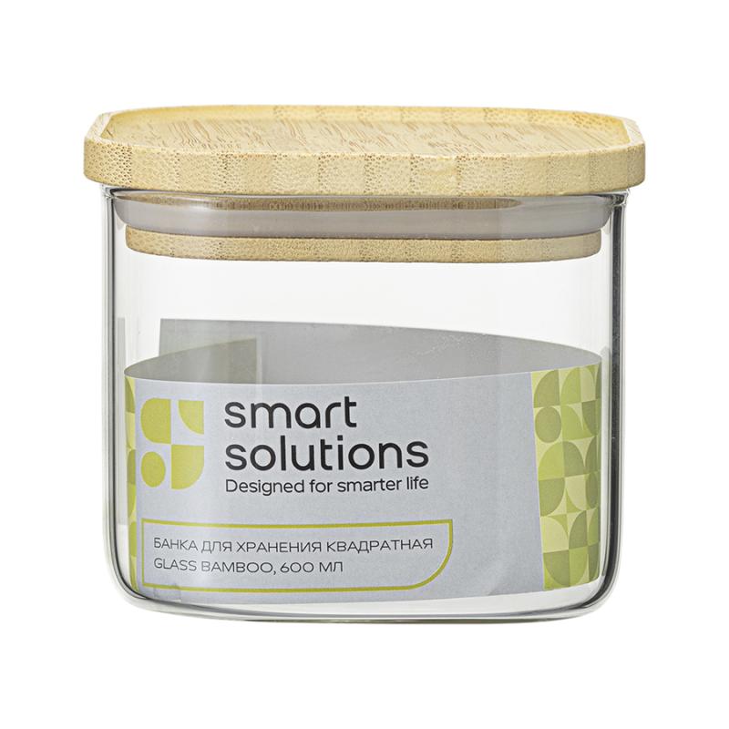 Банка для хранения квадратная glass bamboo, 600 мл