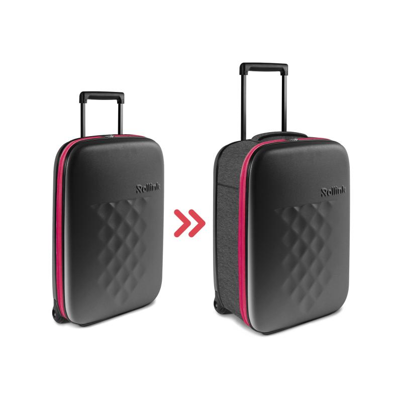 Чемодан складной Rollink Earth 55x40x20 см, 2 колеса, черный/красный