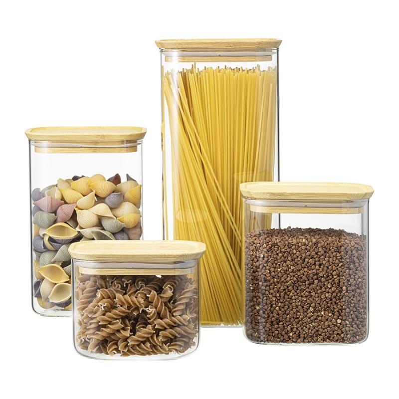 Банка для хранения прямоная glass bamboo, 2 л
