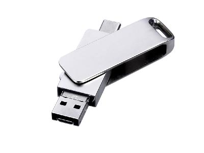 USB 2.0-флешка на 64 Гб 3-в-1 с разъемами Micro USB и USB-C