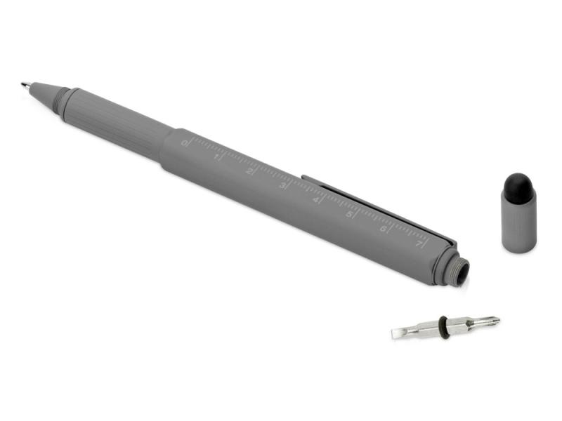 Ручка-стилус металлическая шариковая Tool с уровнем и отверткой