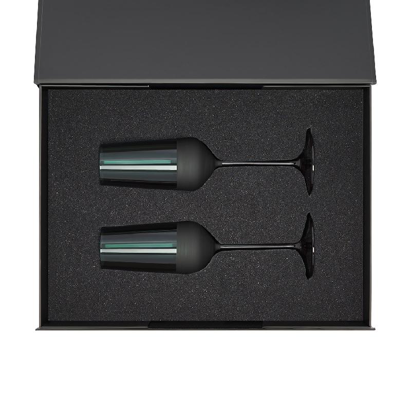 Подарочный набор 2 бокала для шампанского Emerald в черной коробке