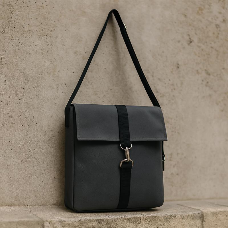 Шоппер Superbag Companion, с тремя отделениями, боковым креплением-карабин и карманом (серый с черным)