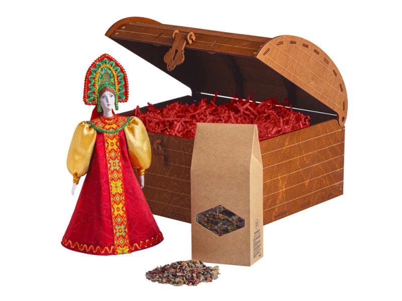 Подарочный набор: кукла фарфоровая, чай Малина с мятой