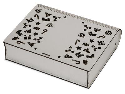 Деревянная коробка с резной крышкой Книга, L