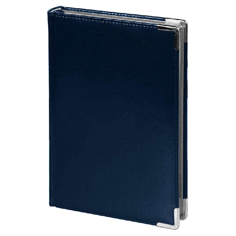 Ежедневник полудатированный Classic Pristine Silver А5, еталлическими уголками, в твердой обложке с поролоном