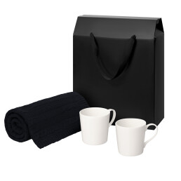 Подарочный набор Siena, Fado,  в черной коробке-пакете (две фарфоровых кружки, плед)