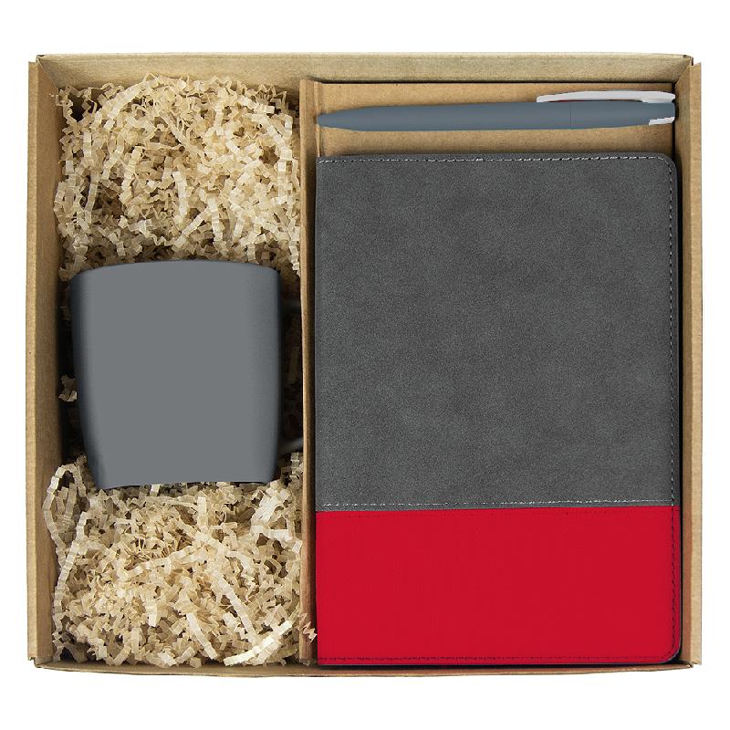 Набор подарочный Solution Prestige Trio ( ежедневник Flexy Treviso Nuba Sand Color, кружка Casa Grande Lupin Soft, ручка Zorro),  с красным