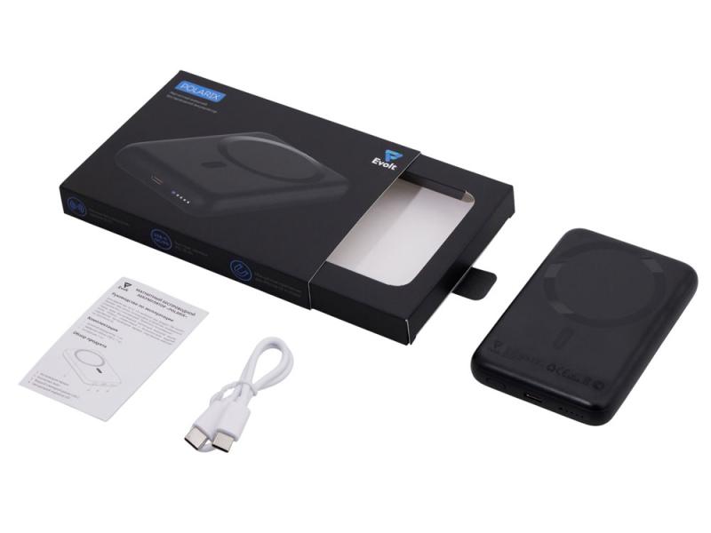 Магнитный внешний беспроводной аккумулятор Polarix, QC/PD, 10000 мАч