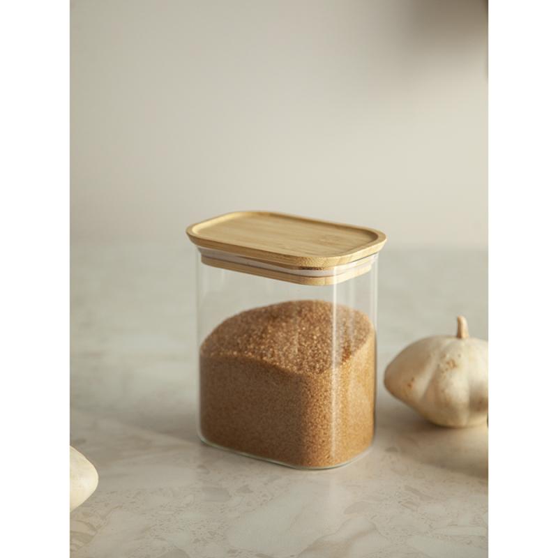 Банка для хранения прямоная glass bamboo, 950 мл