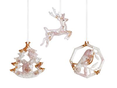 Набор елочных игрушек: Снегирь, Олень, Ель