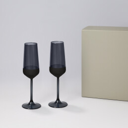 Подарочный набор 2 бокала для шампанского Black Edition в серой коробке