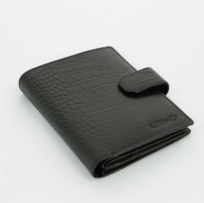 Портмоне SQuire с отделением для паспорта, натуральная воловья кожа, фактурная, 14x1,2x2см