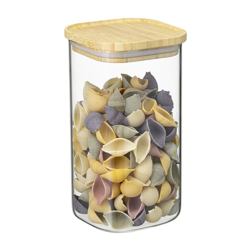 Банка для хранения квадратная glass bamboo, 1,4 л