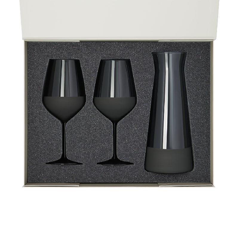 Подарочный набор декантер + 2 бокала для вина Black Edition в серой коробке