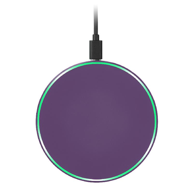 Беспроводное зарядное устройство с подсветкой 15W Аурис (Auris), фиолетовое