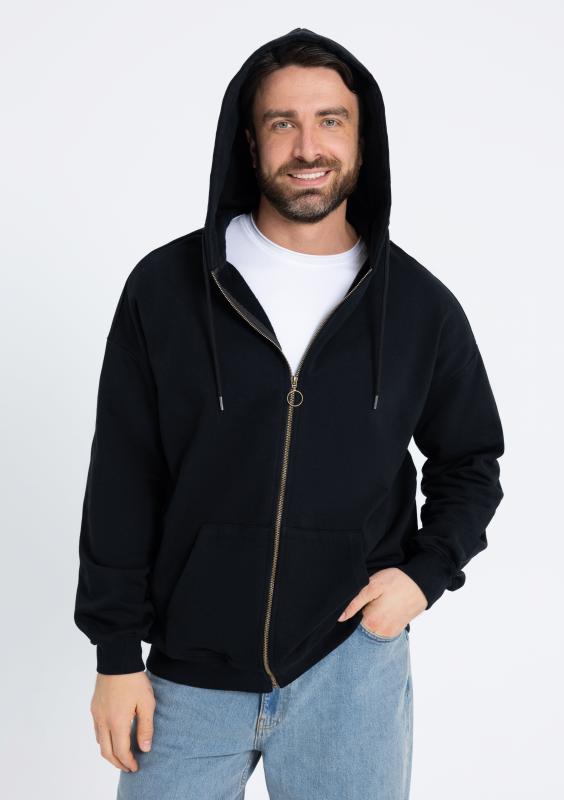 Толстовка Единый размер One size, с капюшоном на молнии футер без начёса 350, 72, Черный (20)