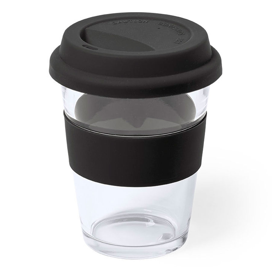 Стакан DURNOX с силиконовой крышкой, прозрачный с белым, 350мл, 12,4х9,5см, стекло, силикон