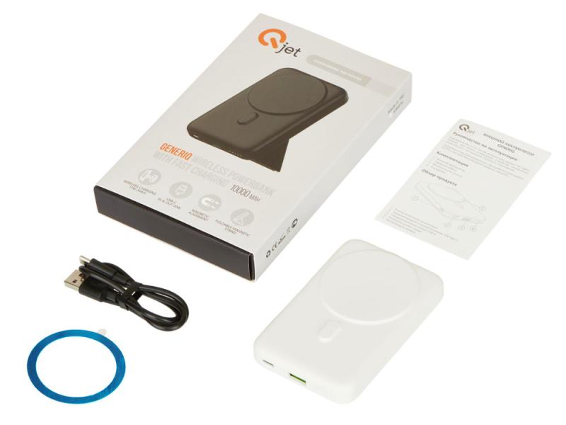 Магнитный внешний беспроводной аккумулятор GenerIQ,QC/PD, 10000 мАч