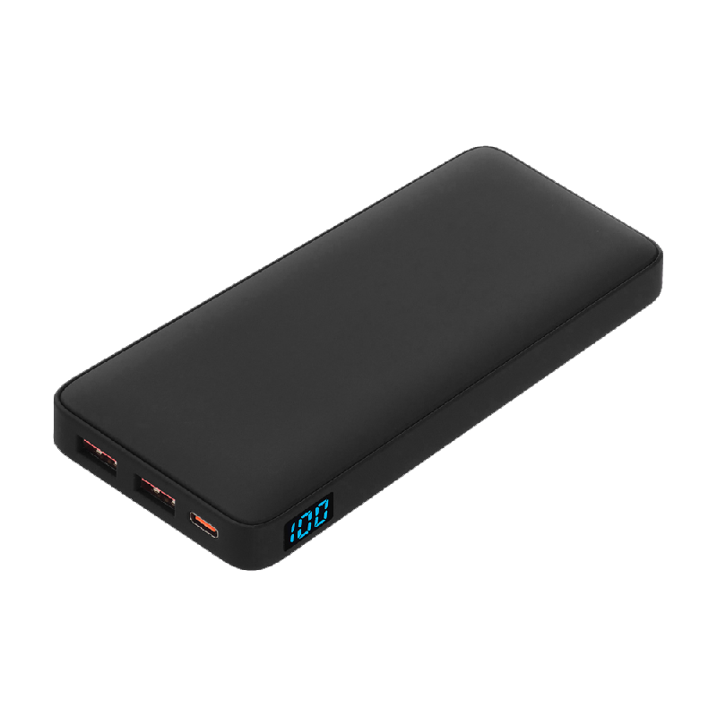 Внешний аккумулятор (powerbank)  «WeCharge Soft Touch»,  10 000 mAH, Power Delivery (PD) 25.5W, со светящимся логотипом после гравировки, c цифровым дисплеем для контроля заряда